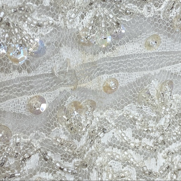 Vintage Belted Lace Button Up Shirt With Sequins and Beads - Picture 13 of 15